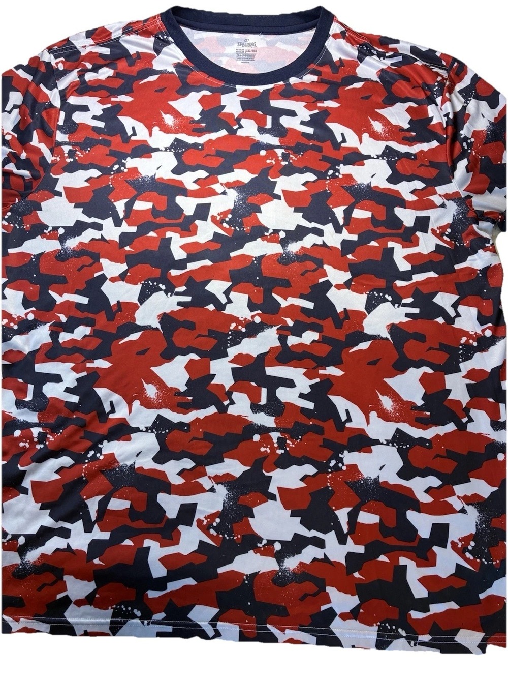 Spalding Mens XXL Dri Power T Shirt Red Black White Camo Graphic Athletic Gym